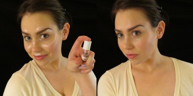 Tap some highlighter (like Benefit High Beam) onto the high planes of your face, then blend with a damp sponge.